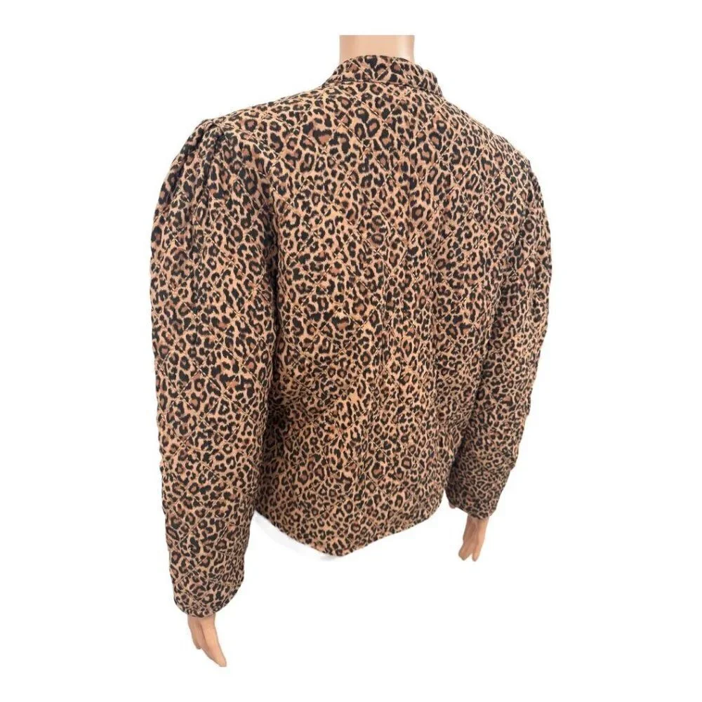 Something Navy Leopard Black Reversible Quilted Jacket NWT - Picture 8 of 14